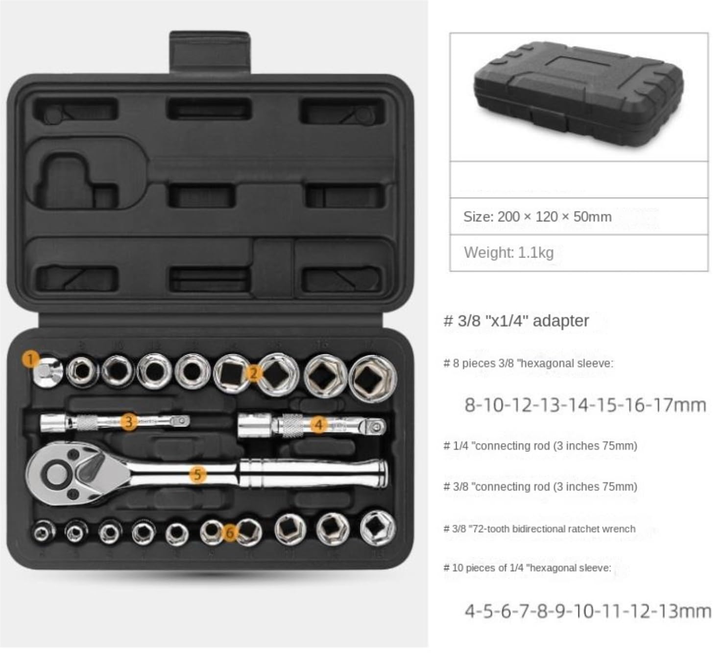 Caja Herramientas Juego De Herramientas De Mano para El Hogar, Juego De Llaves De Trinquete De 22 Piezas para Reparación De Automóviles Caja De Herramientas Completa
