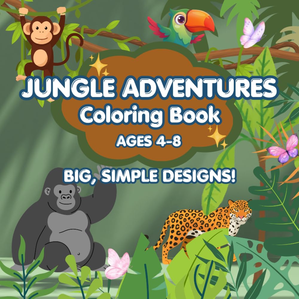 Jungle Adventure Colouring Book ages 4-8