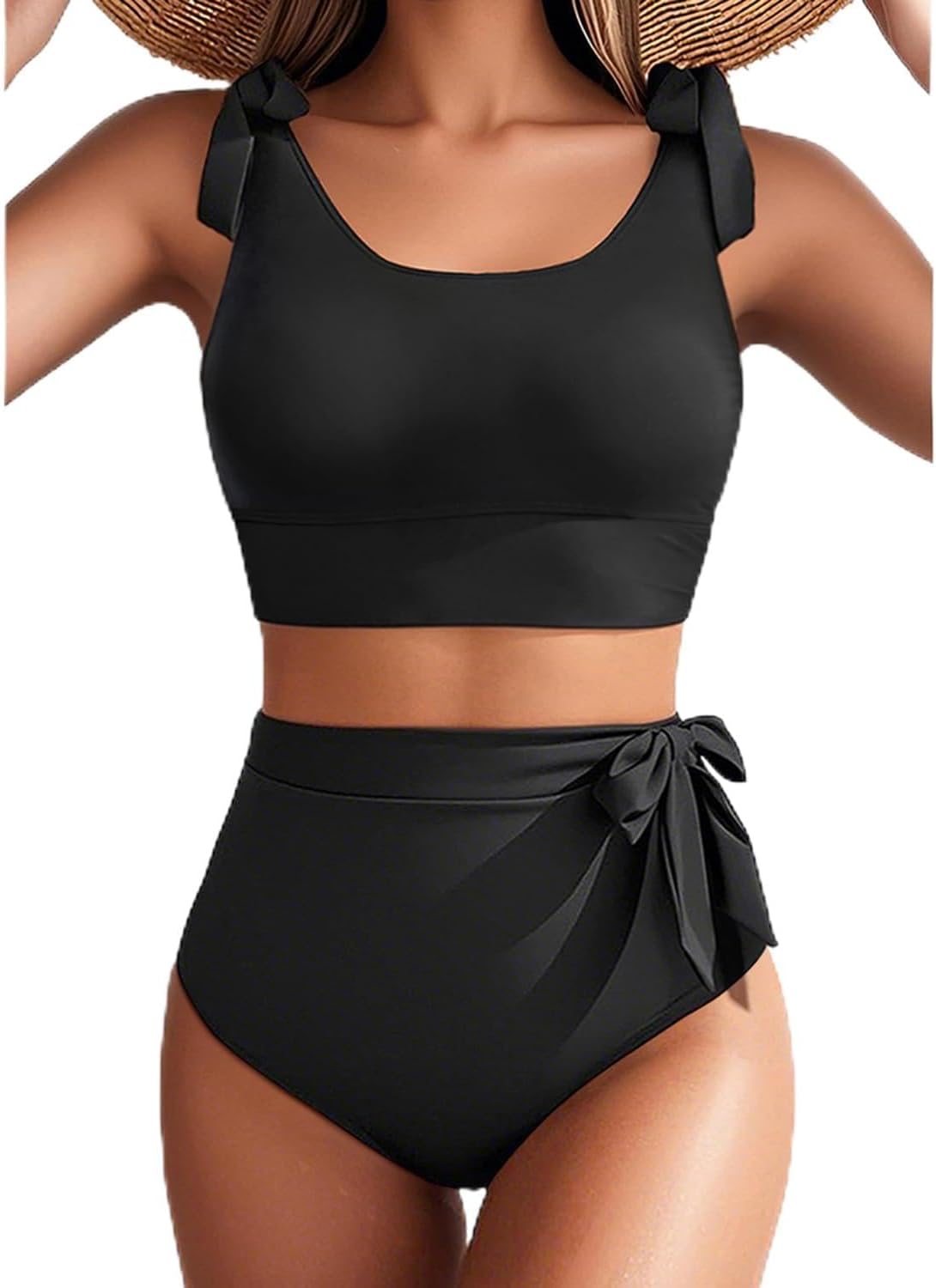 Two Piece High Waisted Swimsuits - Women Tummy Control Bikini Modest Bathing Suit 2PC 2025
