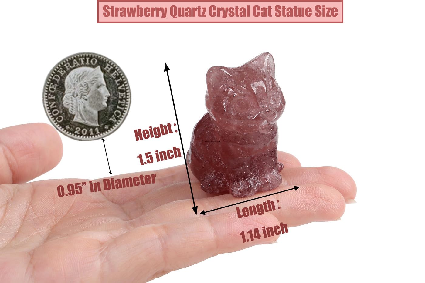 Handgeschnitzte Kristall Katzenfigur - 4,5cm Deko Figur