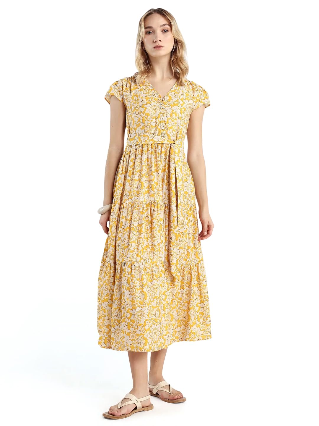 rareism FIT and Flare Floral Print MIDI Dress-picture-24