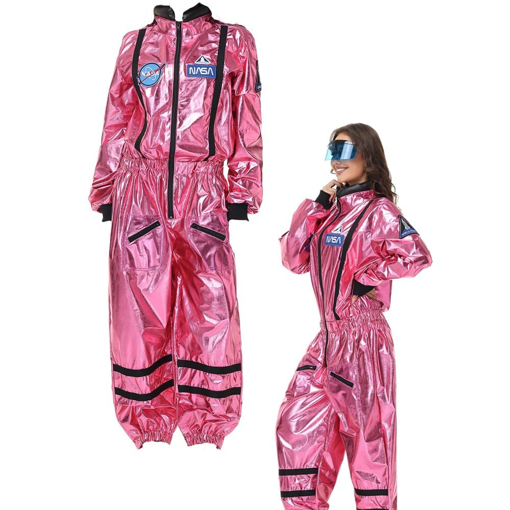 Różowy kostium astronauty dla dorosłych kobiet, pełny kombinezon lotu, idealny na Halloween Cosplay.