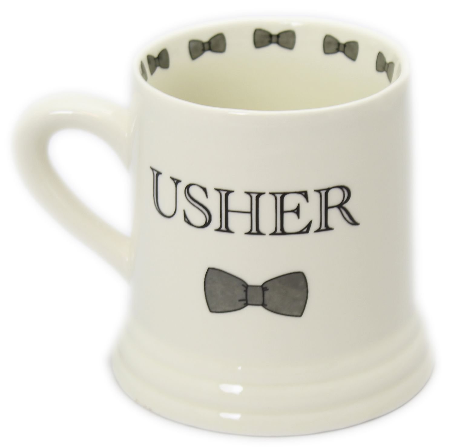 Carousel Home Boxed Ceramic Bow Tie Wedding Favour Gift Mug ~ Usher