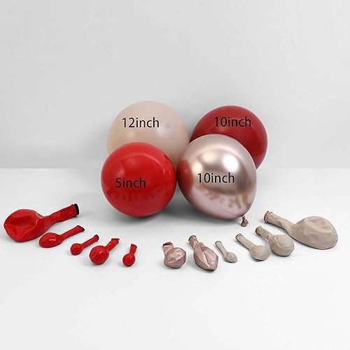 Miniatura 4 de Kit de arco de globos de Navidad de 122 piezas, globos rojos de color dorado champán, globos de doble relleno de melocotón crema para cumpleaños,