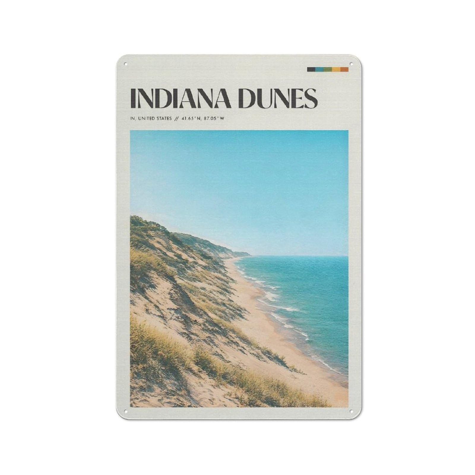 Junmoney Style Indiana Dunes National Park Tin Sign 30X20cm For Hallway Wall, Retro Wall Decor, Suited To New Home Decorators