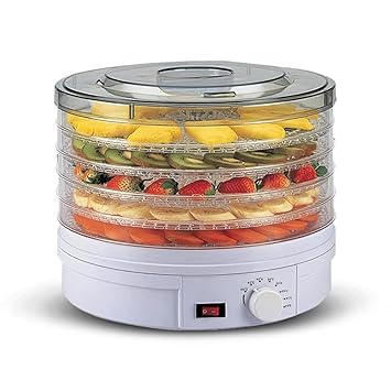 Electric Food Dehydrator Hi5 Tray Tier Fruit Dryer Beef Jerky Herbs Dryer with Adjustable Thermostat Whit