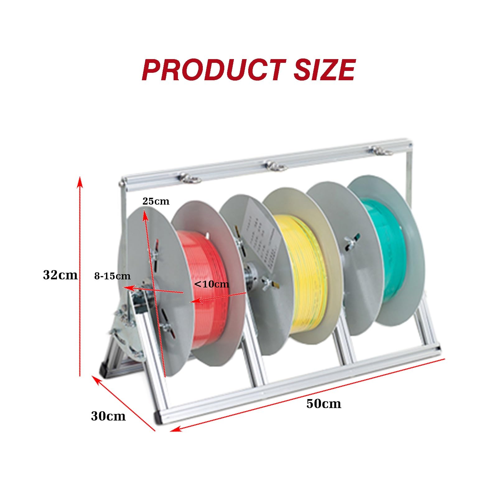 Grey Cold Rolled Steel Wire Spool Holder/Cable Distributor - Conduit Display And Storage For Electrical Industrial And Retail Use(3-volumes)