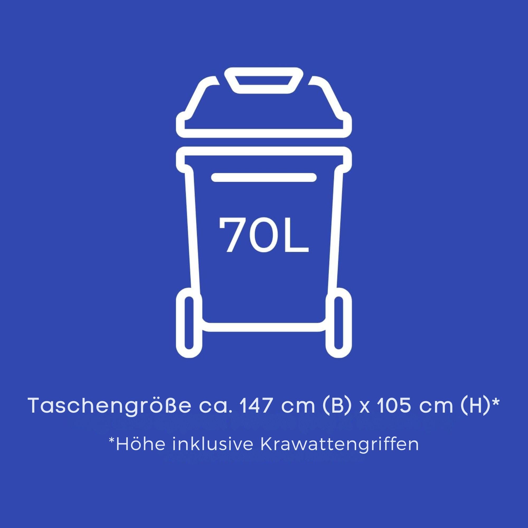 Kordis Müllbeutel 70l - 8 Rollen X 20 Säcke. Schwarze Müllsäcke Mit Griff, Für Groß Garbage Mülleimer & Restmüll. 160 Stark, Reißfeste Müllsäcke, Schwerlast Abfallbeutel- 73.5 x 105cm