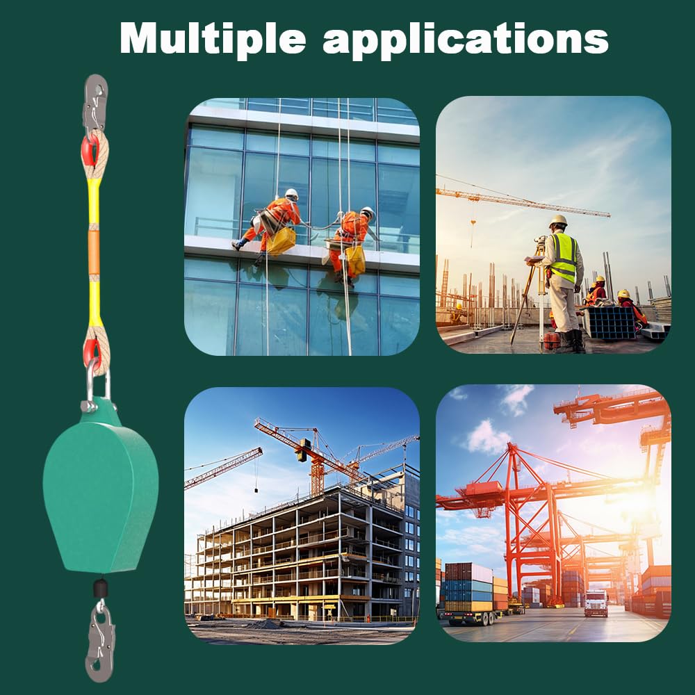 Dispositivo Anticaídas Retráctil 10m, Línea de Vida Retráctil de Seguridad, Dispositivo de Seguridad de Altura, para Techado y Construcción, Carga:150kg