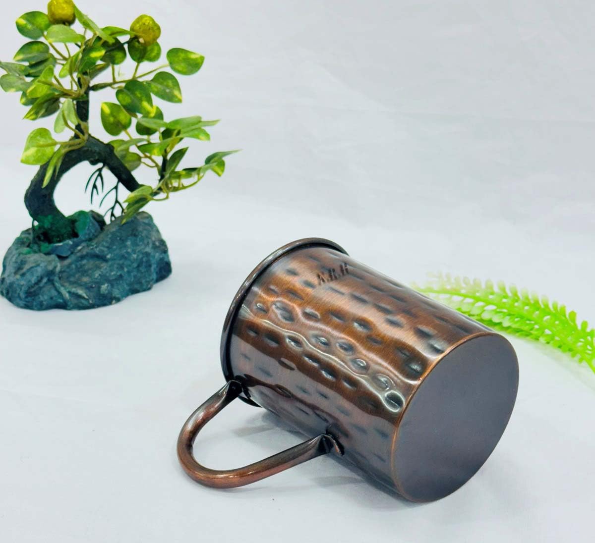 Nautical Replica Hub Moscow Mule PURE Copper Mug - Handcrafted of 100% Pure THICK Copper - Straight Smooth Finish - EasyCare Copper Interior - Strong Authentic Riveted Handle - Holds 14 ounces