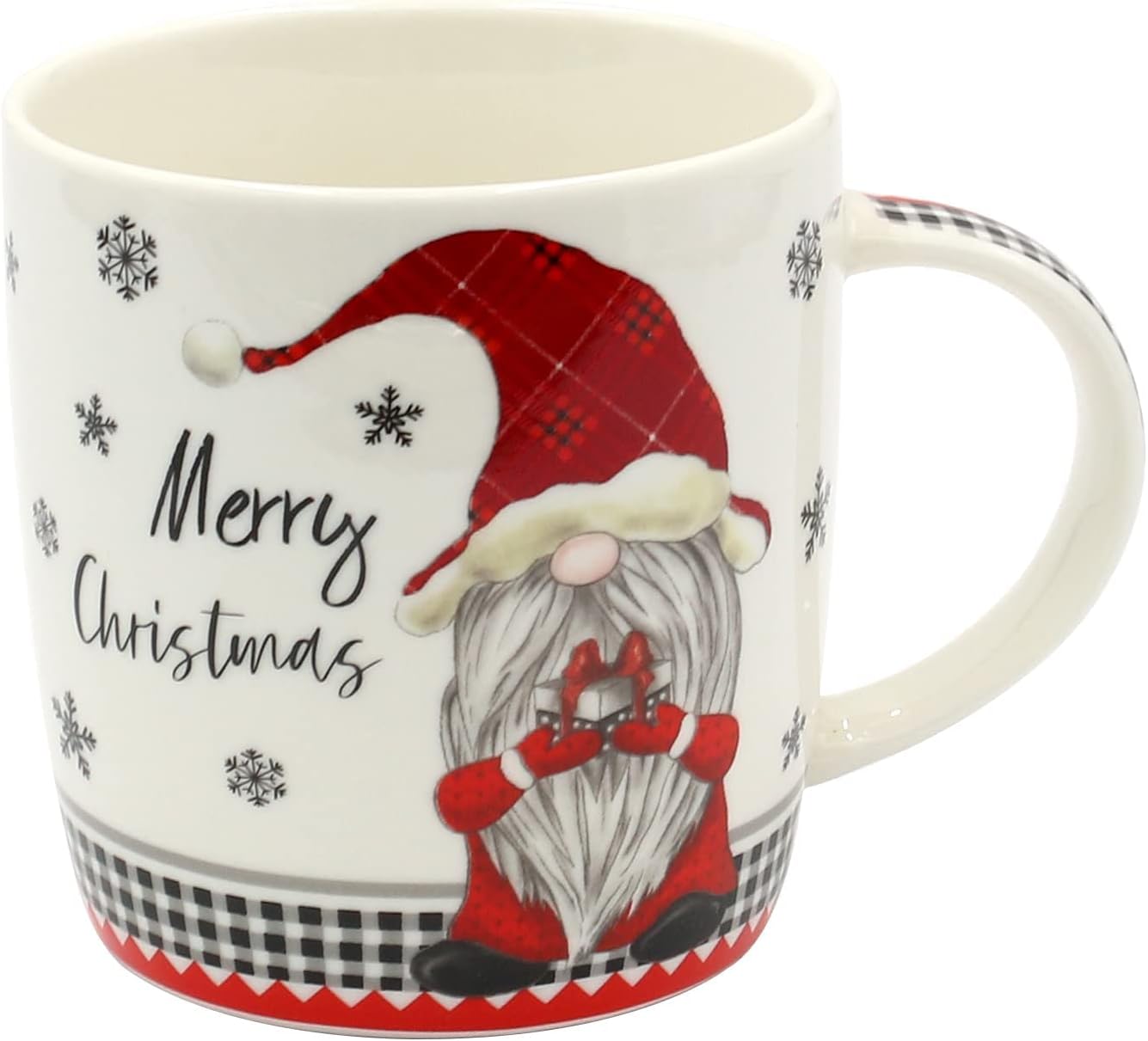 Dekohelden24 Porcelain Christmas Mugs - Merry Christmas Gnome - Set of 2, L x W x H 8 x 12 x 10 cm, Capacity 340 ml. image 2