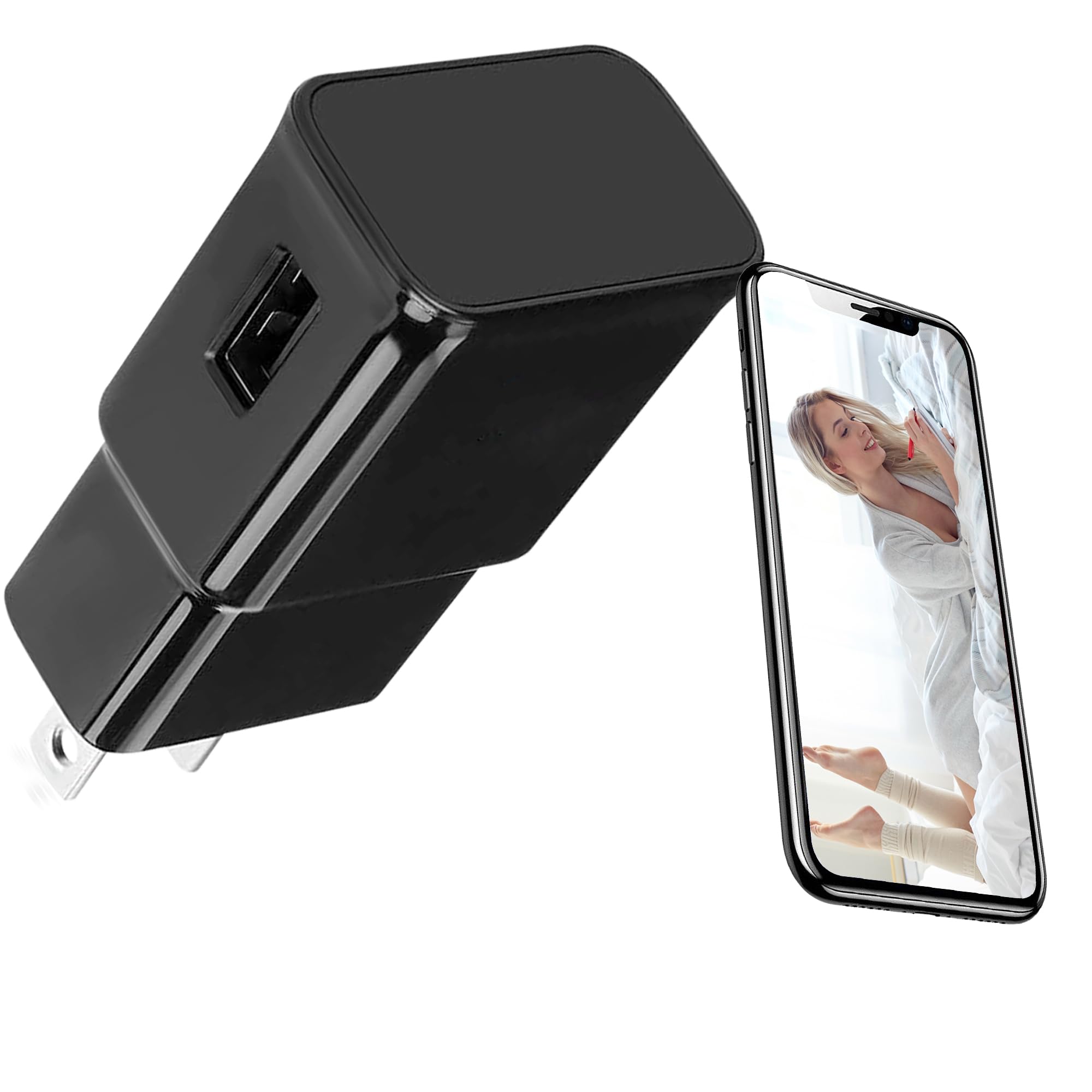 Mini USB 1080P Chargeur Caméra, Caméra de Sécurité Maison Nounou pour Bureau et Sécurité Bébé