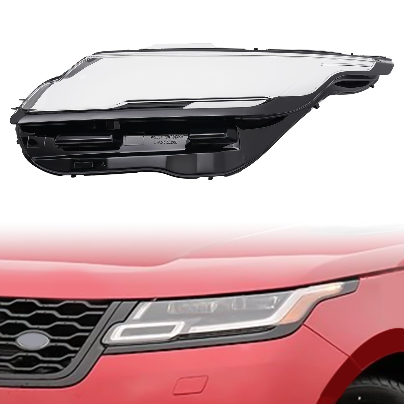 Serendicy Left Side Front Headlight Lens Cover Lighting Lamp Shade Car Headlights Assembly Shell Fit for 2017-2024 Land Range Rover Velar Left