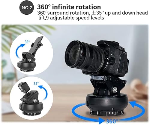 Miniatura 6 de FUNGCO YT-1200 - Cabezal motorizado automático 360 estabilizador panorámico temporizado, control remoto para cámara de teléfono