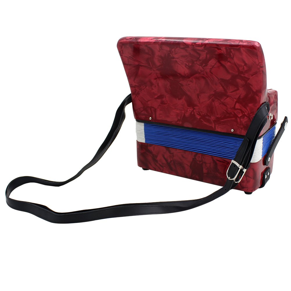 Aoresac Fisarmonica Elegante e Trendy Moderna 17 Tasti 8 Bassi Mini Piccolo Strumento Musicale Educativo Giocattolo Suono Melodioso Chiaro e Squisito con Tracolla Regolabile per B (Rossa)