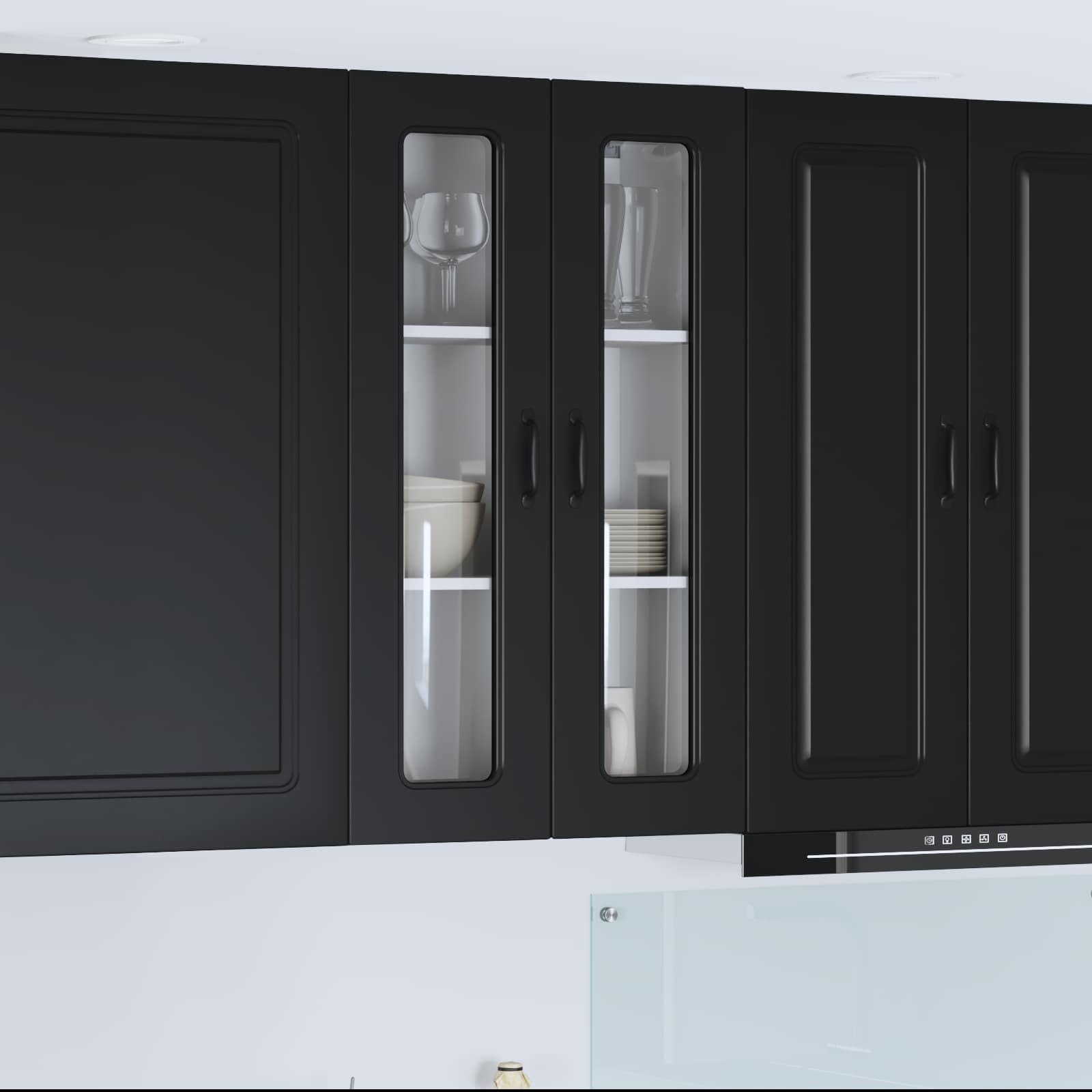 Kalmar Küchenschrank, Schwarz, 60x31x100 cm, Holzwerkstoff, freistehend, Robustes Küchenmöbel mit reichlich Stauraum für Kochutensilien