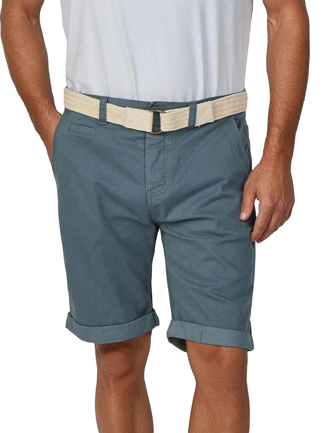 riverso Kurze Hosen Herren Sommer Chino Shorts mit Gürtel Regular Fit RIVHenry Bermuda Stretch Blau Navy Rot Grün Orange Beige Grau 30 31 32 33 34 36 38 40 42 44 46