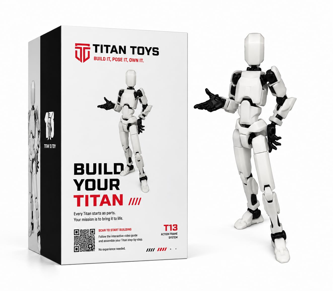 DOOZLE Titan T13 Action Figure Robot Toy, 3D Printed Articulated Dummy Model (White)-image-5