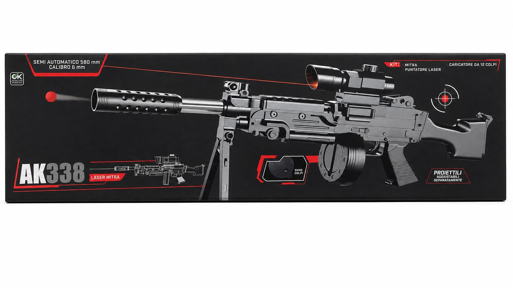 Mitra - Juguete con luz de 57 cm - Pistola de juguete mitra MP5 M4 - Juego con luces ametralladora - Juguete para juego de rifle ametralladora Cosplay (b)