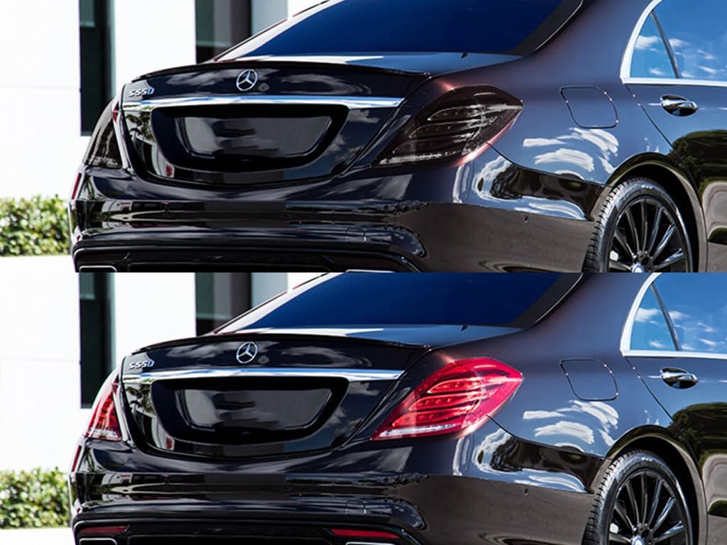 Rvinyl Tail Light Pre Cut Film Tint Cover Kit in Smoke Compatible with Mercedes Benz S-Class 2014-2017 Sedan - Adhesive Backs