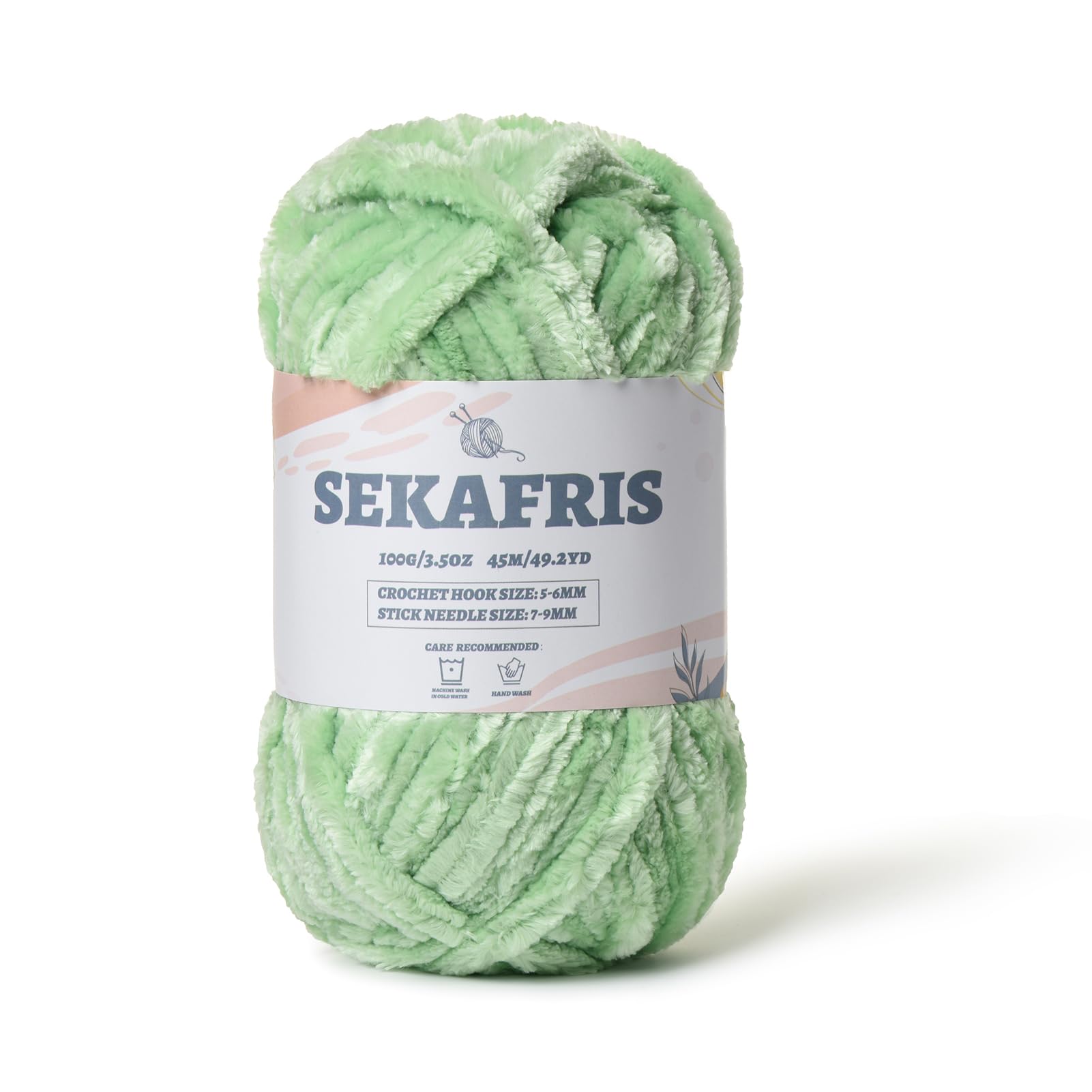 Chenille Velvet Soft Yarn Light Green 1 Pack