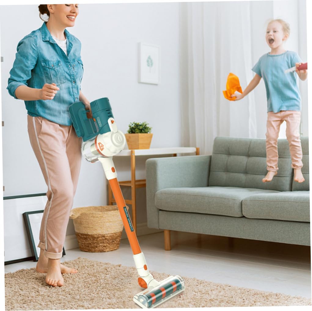 Kids Vacuum Cordless Wall Hanging Toddler Vacuum Cleaner Battery Realistic Working Powered Interactive Parent-Child Bonding Toddler Cleaning Set, Not Included Battery, Household Toys