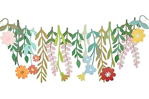 Groovy Boho Floral Leaf Party Decorations, Flower Banner for Bridal Showers