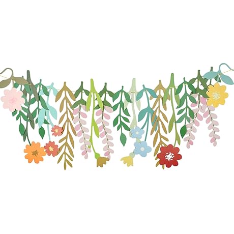 Groovy Boho Floral Leaf Party Decorations, Flower Banner for Bridal Showers