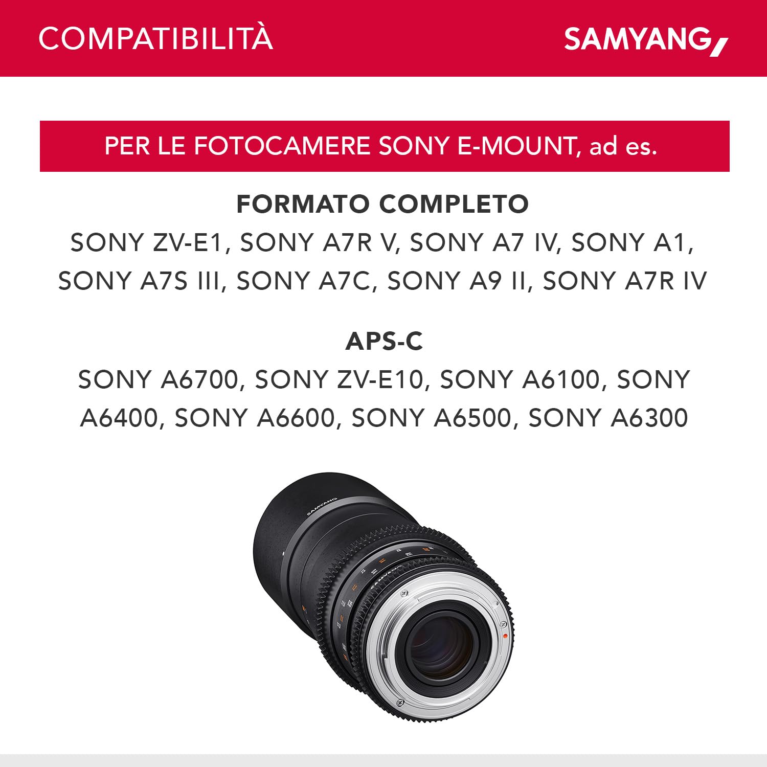 Obiettivo Samyang per Sony E 100mm Macro T3.1 VDSLR nero