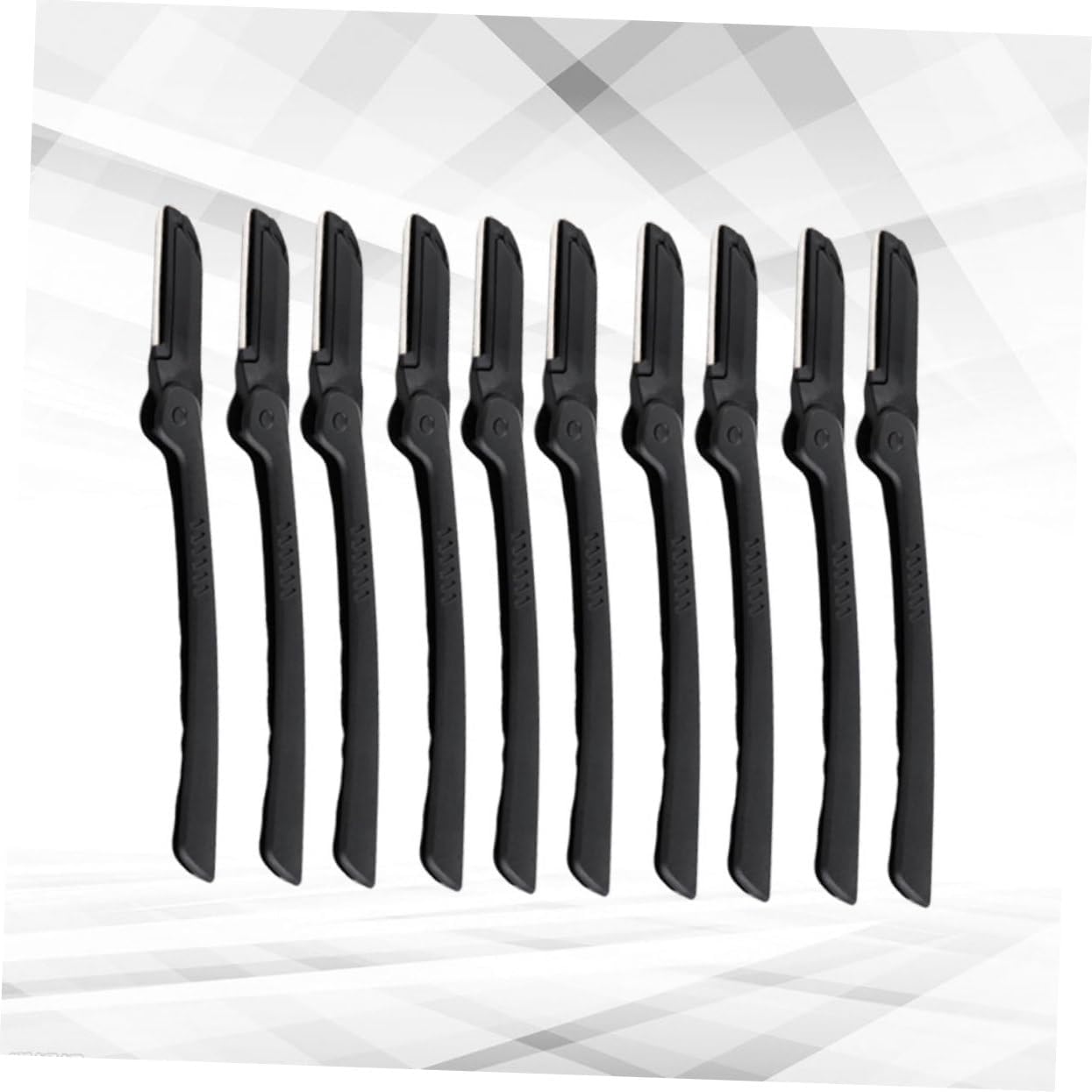 Black Folding Eyebrow Trimmer 10Pcs Stainless Steel for Home Travel