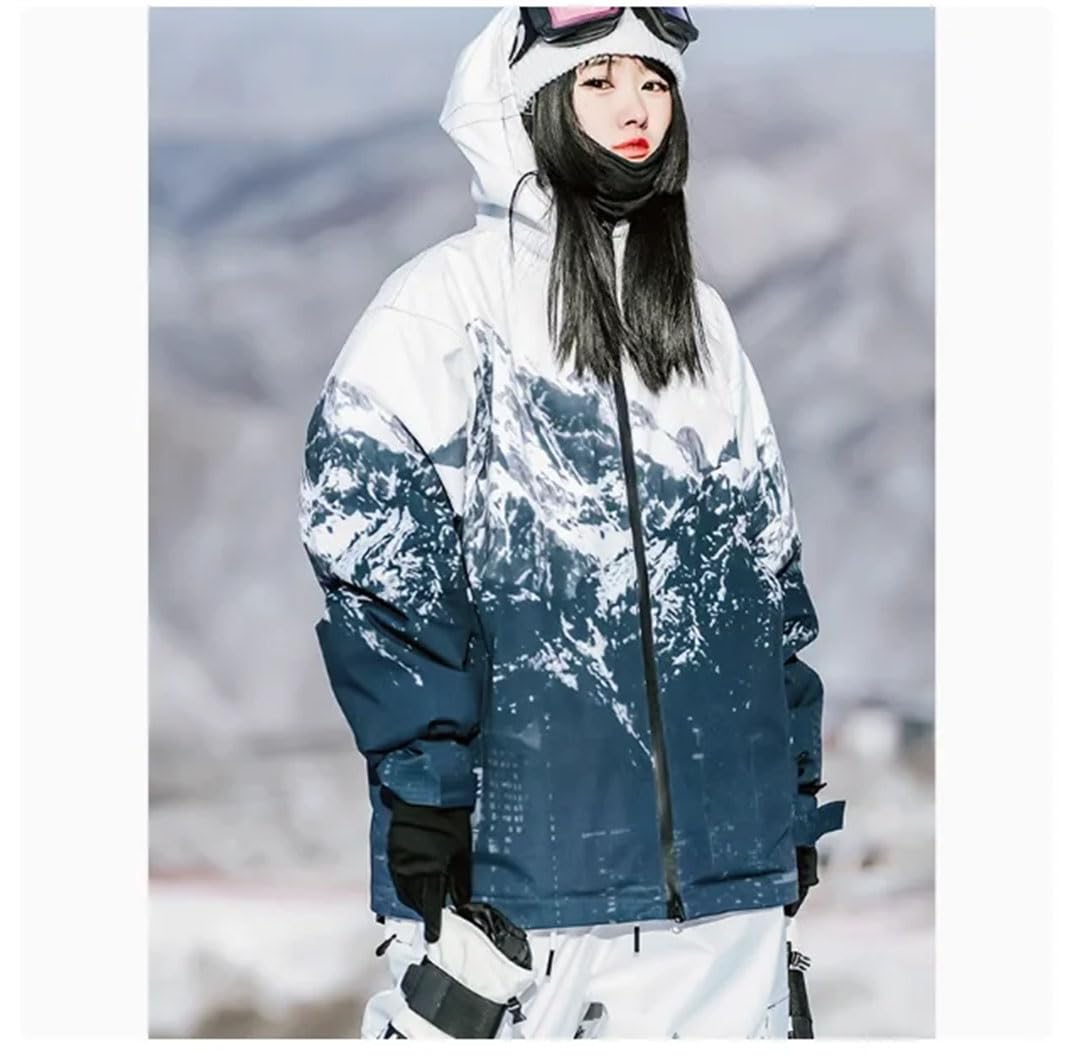 Tuta da sci da donna con cappuccio oversize giacca da sci snowboard per abbigliamento esterno blu M, Blu, M