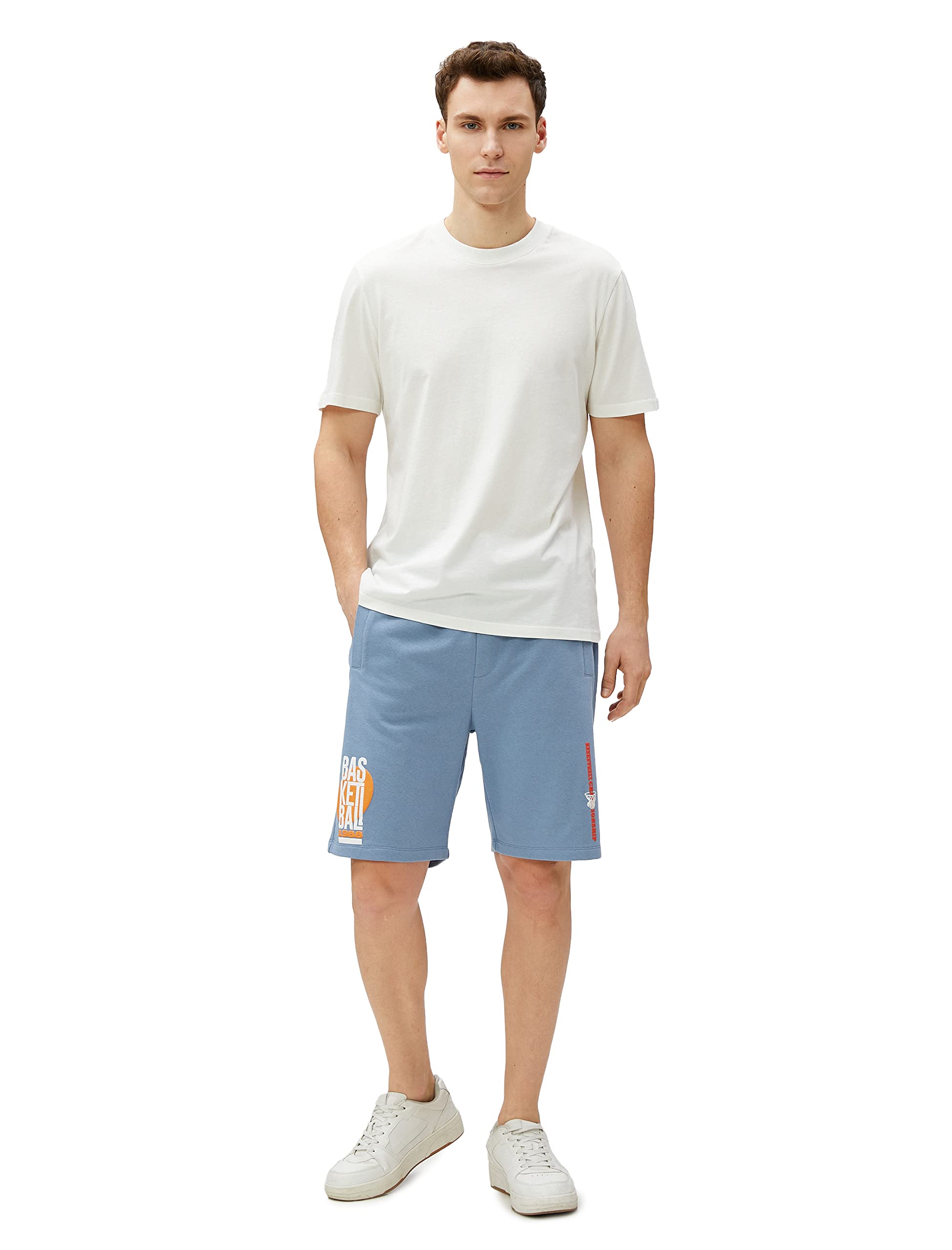 Koton Basketball Printed Shorts Drawstring Pocket Detailed Slim Fit Shorts,
