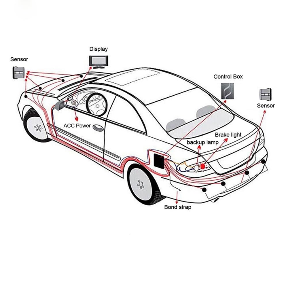 Kit sensori parcheggio Sensore parcheggio auto con 8 sensori | Sensore parcheggio auto con 8 sensori rilevamento del radar di parcheggio per auto di backup di retromarcia Display