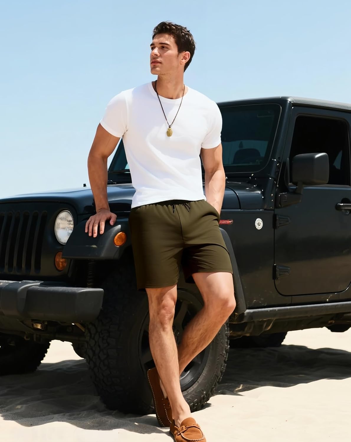 Mens Swim Trunks with Compression Liner Quick Dry Beach Shorts with Zipper Pockets - Image 5