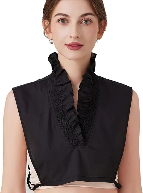 Svart Blus Hög Krage - Avtagbar Krageinsats för Damer