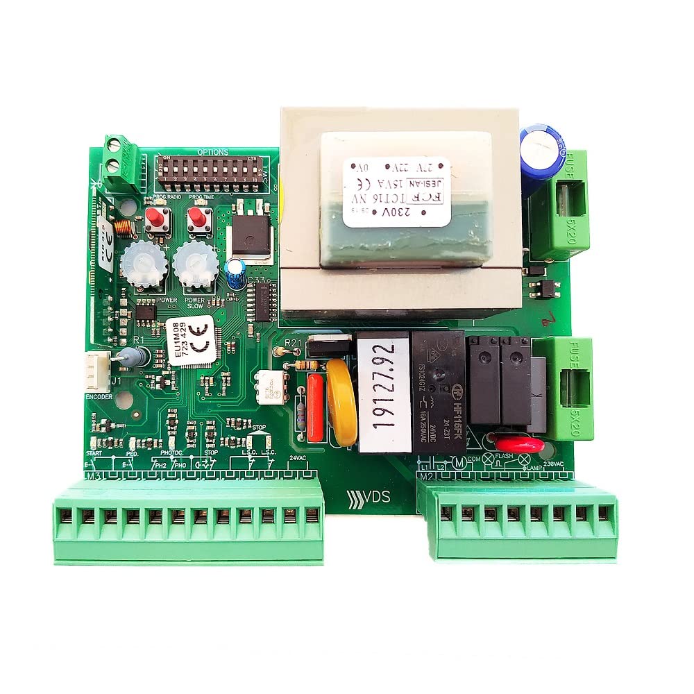 Kit Central de maniobras universal cuadro de control para motores monofasicos a 220v hasta 500w de puerta corredera de garaje y parking, con 2 mandos a distancia.