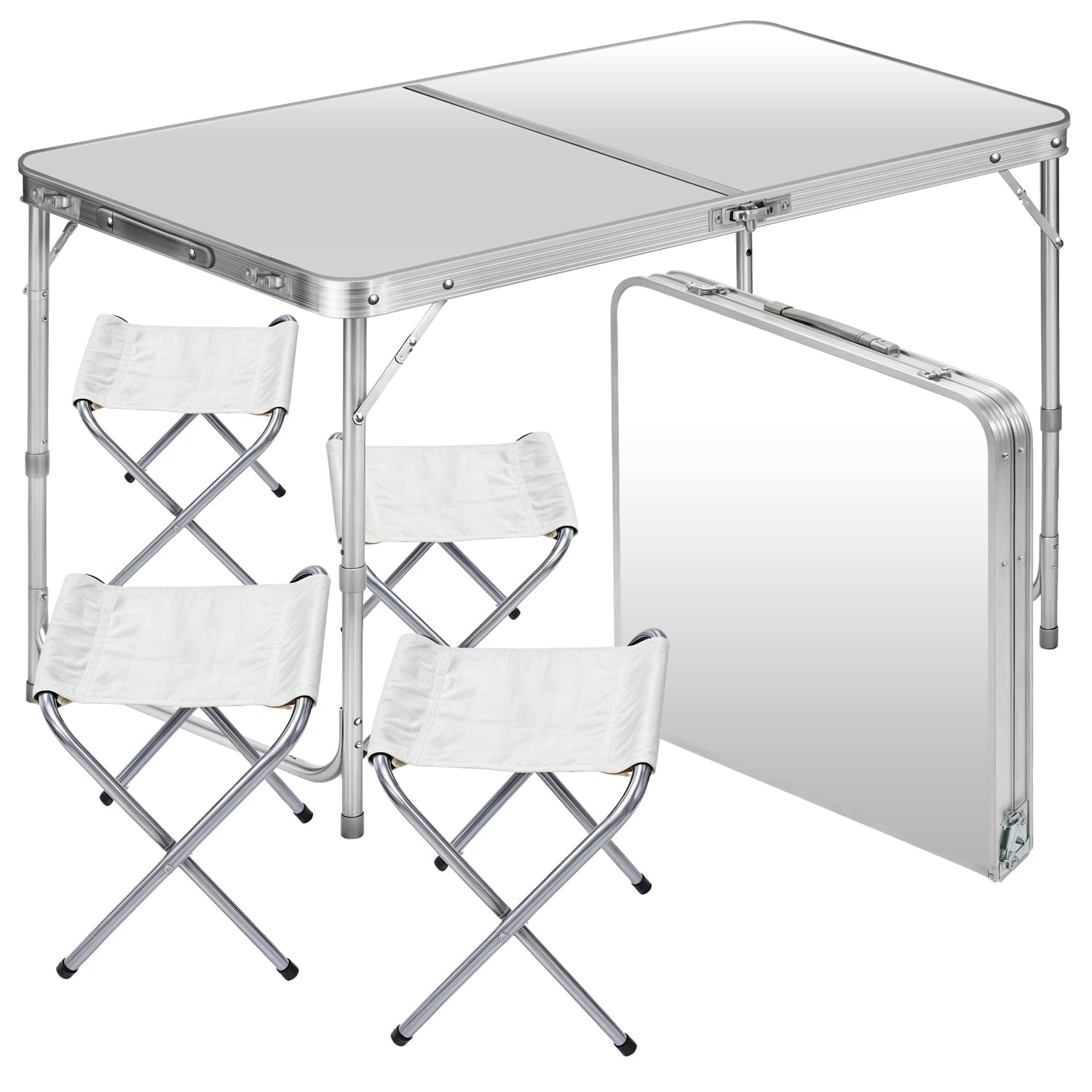 GOODS+GADGETS® Table Pliante Aluminium 120x60 cm avec 4 Chaises