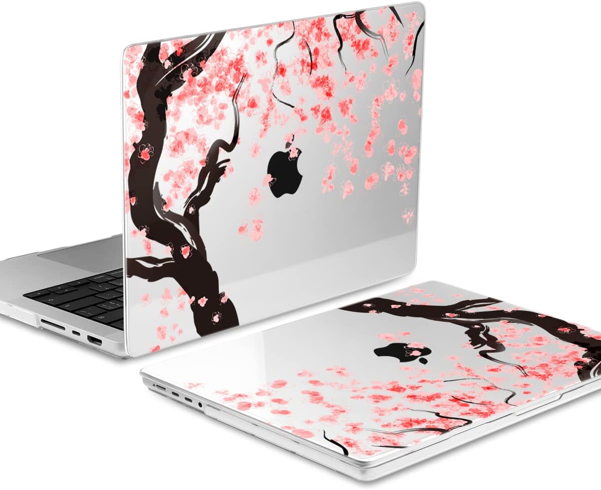 TWOLSKOO for MacBook Pro 16 Inch Case 2023 2022 2021 Release M2 A2780 M1 A2485 M1 Pro/Max, Hard Shell Case & Keyboard Cover & Screen Protector for Mac Pro 16" with Touch ID, Cherry Blossoms