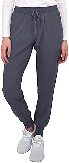 Green Town Scrubs for Women - Jogger Scrub Pant with Glitter, Yoga Waistband, 4 Pockets, Stretch Fabric, Easy Care-Pewter (with Glitter)-Small