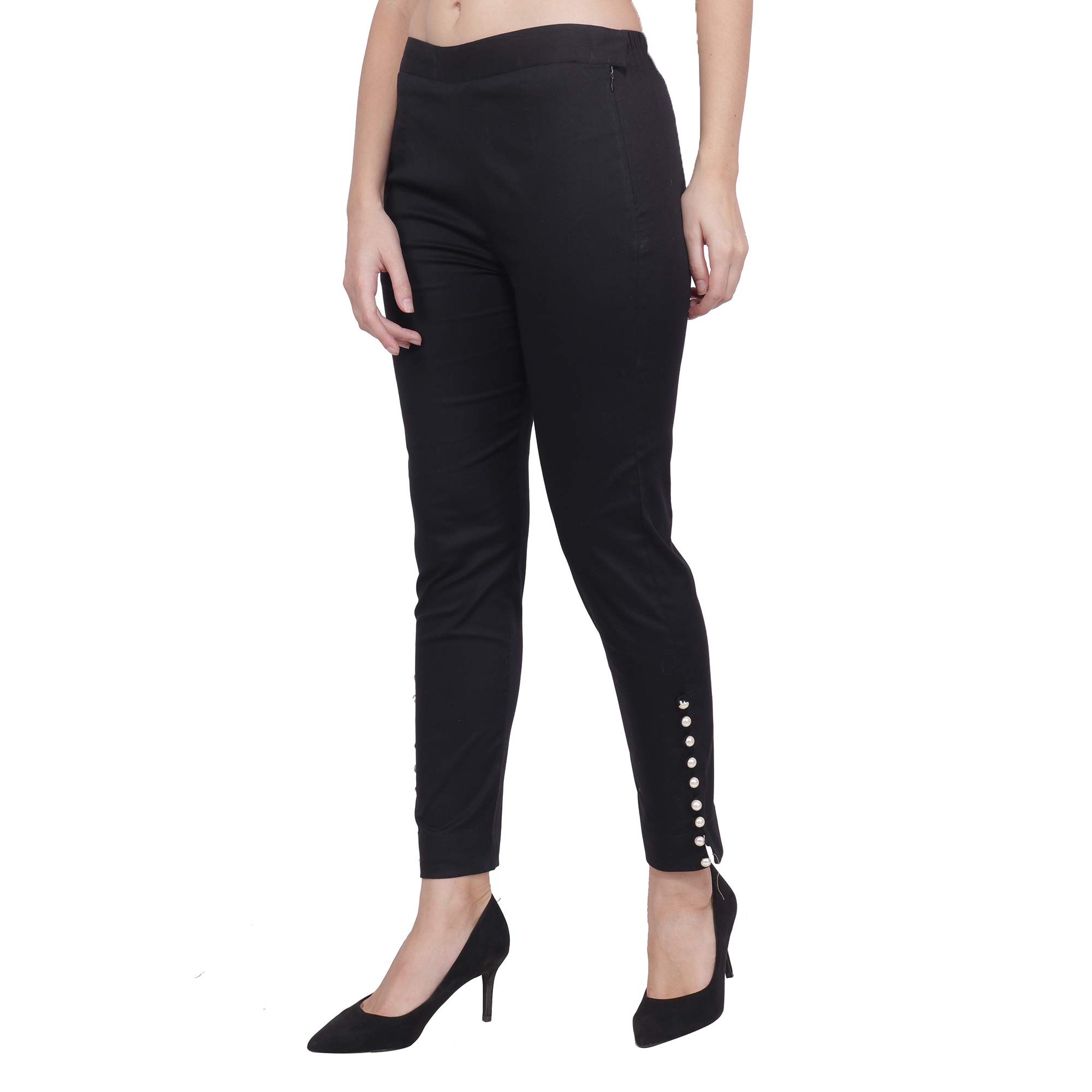 POPWINGSWomen's Relaxed Fit Trousers (POPT01534_Black_X-Large)