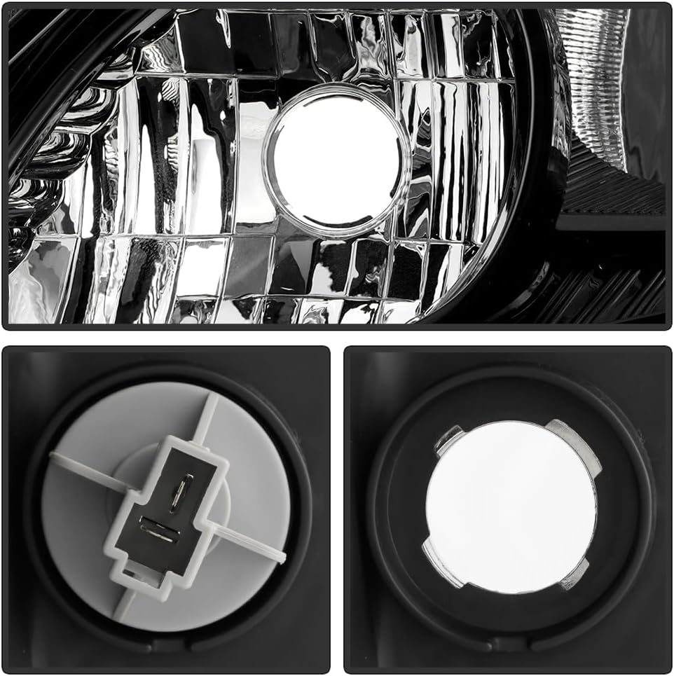 KEEKPO - For 2009 2010 2011 2012 2013 2014 Honda FIT Black Housing Headlights Headlamps Pair Set Replacement Left+Right