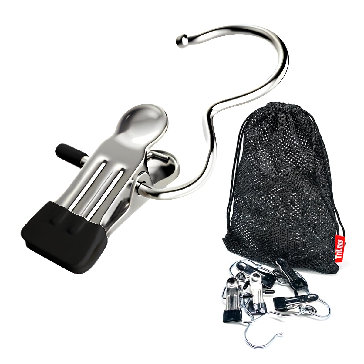 Clothes Pins Towel Hanger Hooks,Closet Organizer Clothe Clips for Hanging,Portable Multifunctional Space Saving S Hooks Laundry Hanger Hook Hanging for Jeans,Hats,Boots,Towels (Black.15Pcs)