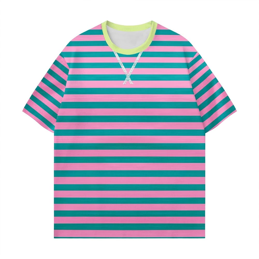 Nagub Oversized Striped Shirt Women Short Sleeve Color Block