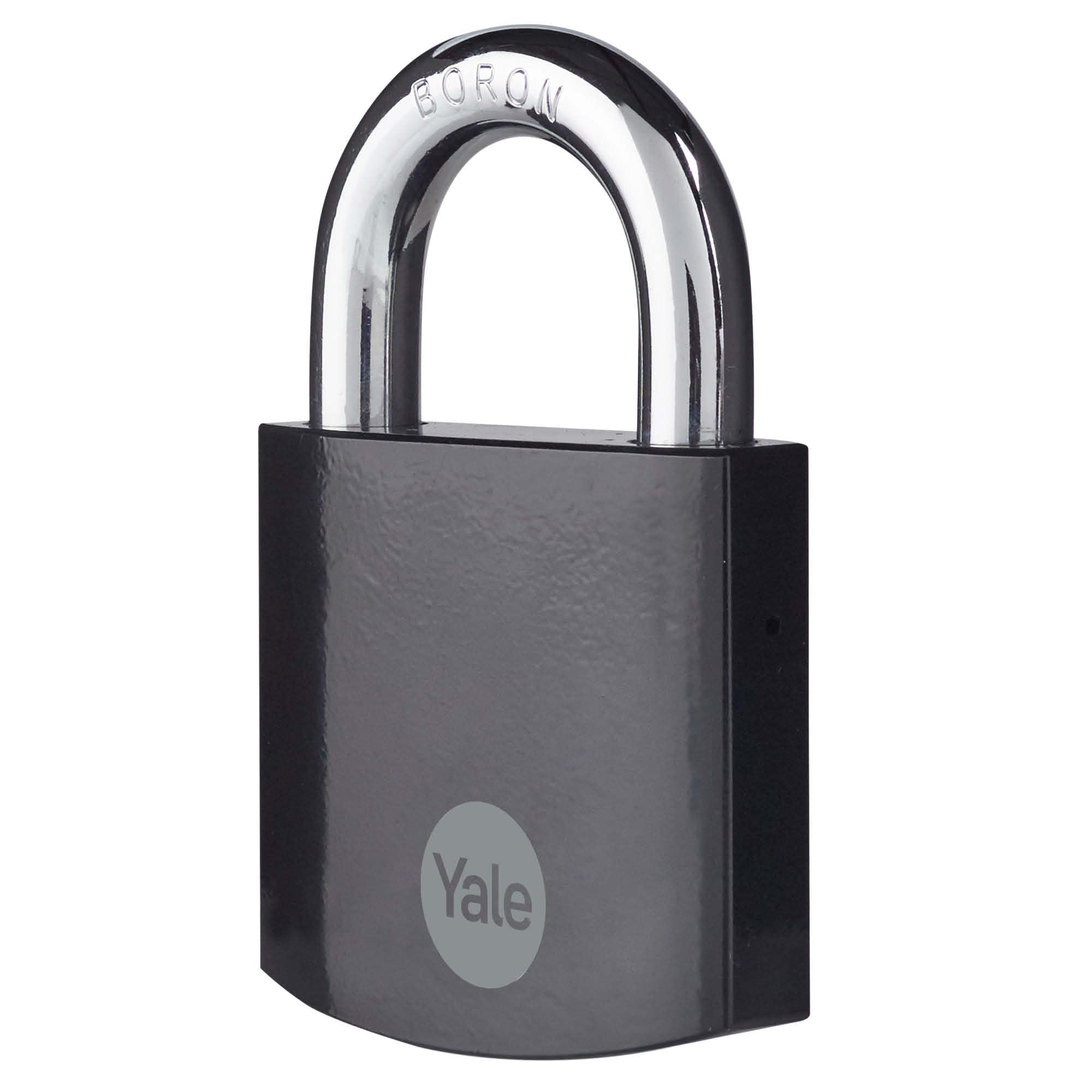 Yale Lucchetto di massima sicurezza in acciaio temprato Y300B/63/127/1 nero, corpo 62mm, arco in acciaio indurito al boro, 3 chiavi