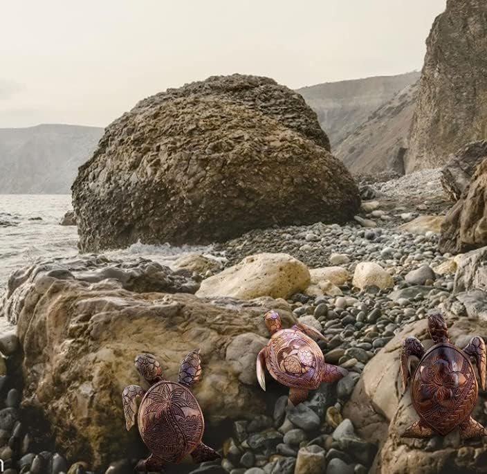 Miniatura 9 de Figura de tortuga marina, tortugas hawaianas de resina tallada a mano, estatua de tortuga tallada a mano, decoración costera tropical del océano