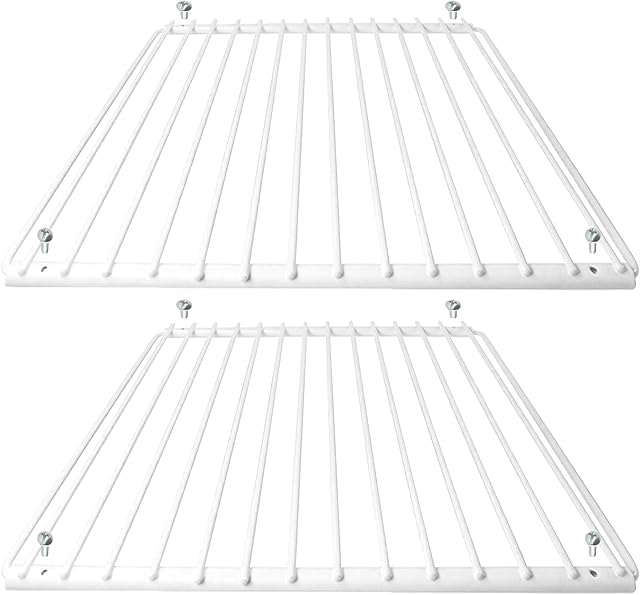 SPARES2GO Universal Adjustable Extendable Fridge Shelf Refrigerator Freezer Shelves (Pack of 2, White Plastic Coated)