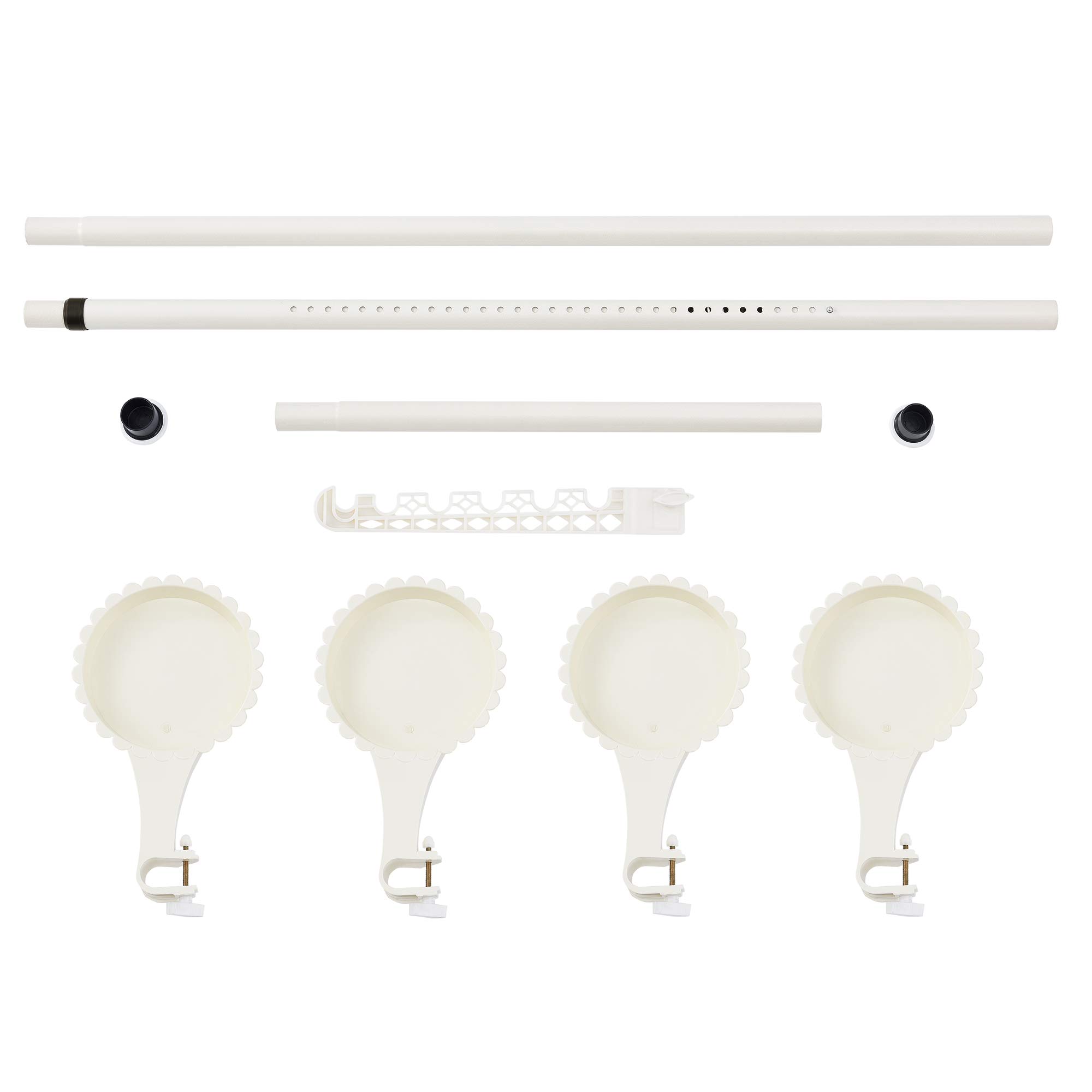 Support de Pot Fleur téléscopique Porte-Pot Stand de Plante Métal et Plastique Réglable en Hauteur Entre 110-305 cm Blanc