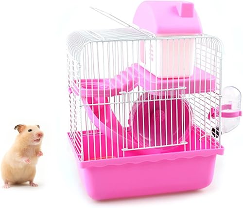 Miniatura 3 de VINGVO Jaula de hámster, hábitat de hámster, portátil, de 2 niveles, portátil, grande, espacio, hogar, roedor, ratón, ratón, ratón, jaula de alambre