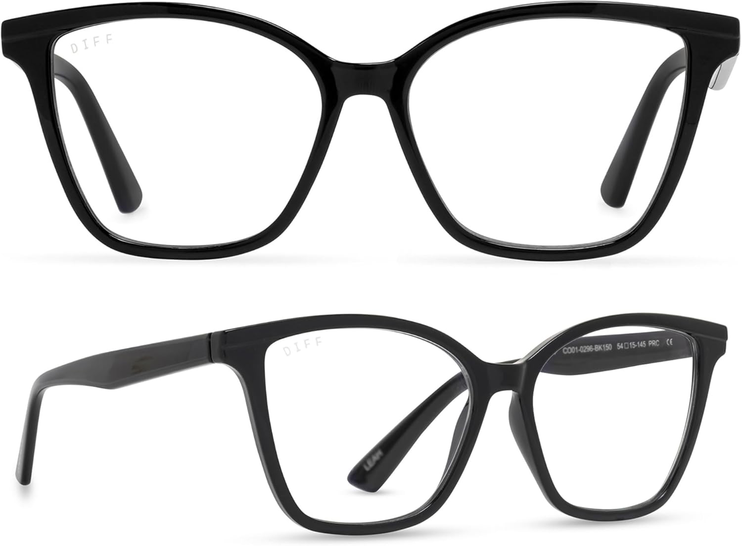 DIFF Leah Reading Glasses for Women | Lightweight Oversized Readers | Blue Light Blocking Lens | Black