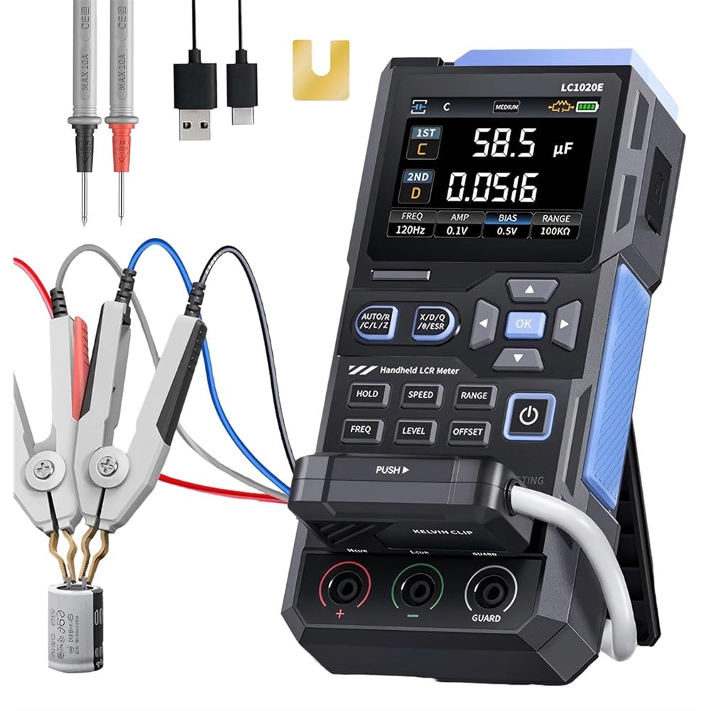 Jnchdghwa As Shown Lcrmeter,Resistor Inductor Capacitor Tester, Lc1020e 19, 999 Counts Adjustable 100Hz-100Khz Dual Display For Sorting Parameter